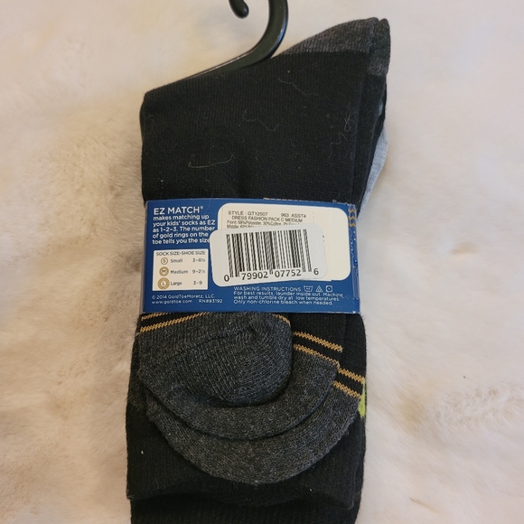 Gold Toe Youth EZ Match Dress Fashion Socks 6 Pair New With Tag Size Medium - Picture 5 of 8